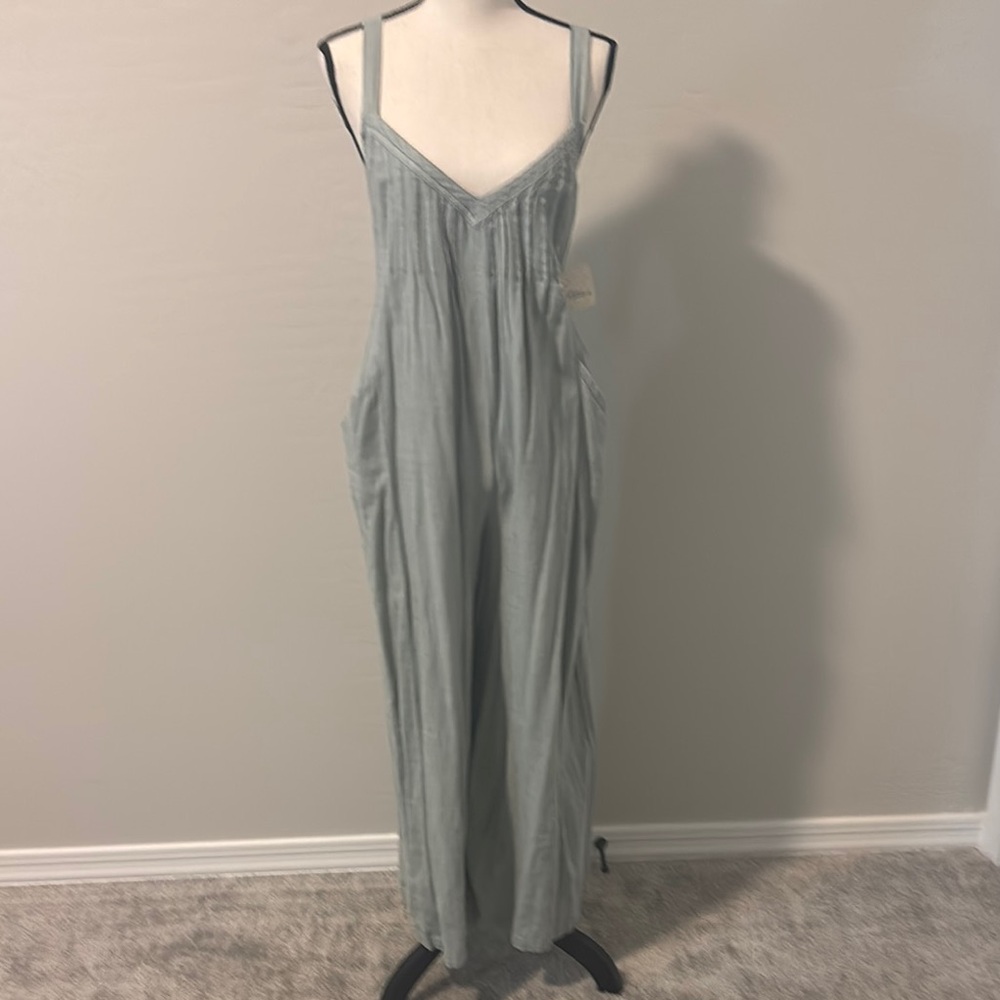 Free People Gray Jumpsuit with Wide-Leg Pants and Spaghetti Straps